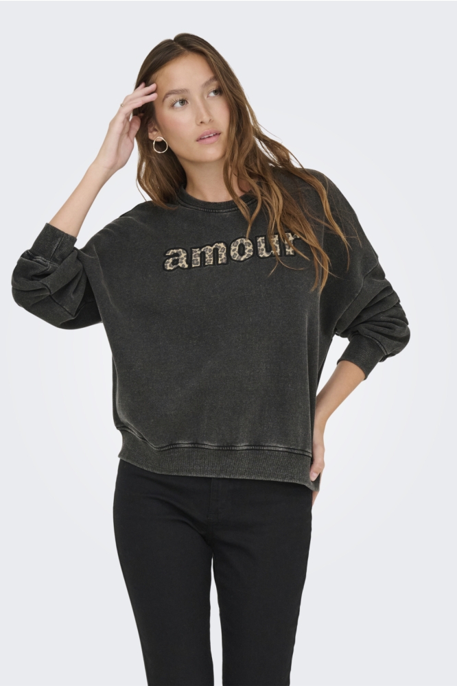 ONLLINDA LIFE L/S O-NECK PRINT CS S 15359243 Black/Amour/(leo)